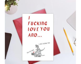 Funny and Rude Valentine Day Greeting Card - Sarcastic Love You Card - Quirky Valentines Day Card for Her, Wife, Girlfriend