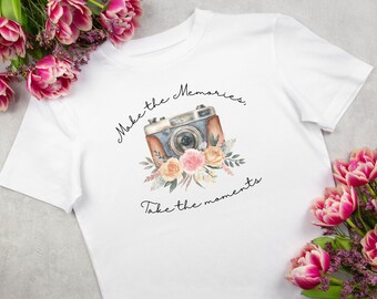 T-shirt imprimé vintage - « Make the Memories, Take the Memories » - Imprimé floral