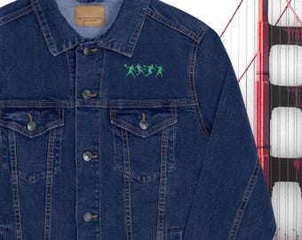 PICKLEBALL EMBROIDERED Unisex Jean Jacket - Pickleball Player Gift - Pickleball Denim Jacket - Pickleball Fashion Embroidery Athlete Coat