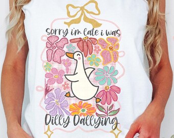 Goose Flowers Comfort Colors-tanktop, Cottagecore Boho Coquette