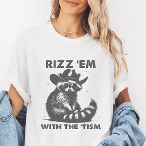 Rizz Em With The &#39;Tism Raccoon Vintage Comfort Colors Shirt - Retro 90s Rizz Animal Shirt - Autism Awareness Tee - Silly Shirt - Weird Shirt