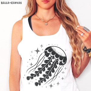 Celestial Jellyfish Y2K Tank Top - Bella Canvas Sleeveless Tank - Marine Sea Creature Ocean Animal Jellyfish Unisex Shirt - Ocean Lover Gift