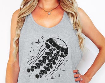 Celestial Jellyfish Y2K Tank Top - Bella Canvas Sleeveless Tank - Marine Sea Creature Ocean Animal Jellyfish Unisex Shirt - Ocean Lover Gift