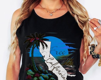 California Sunset Graphic Tank Top, Comfort Colors Summer Beach Shirt