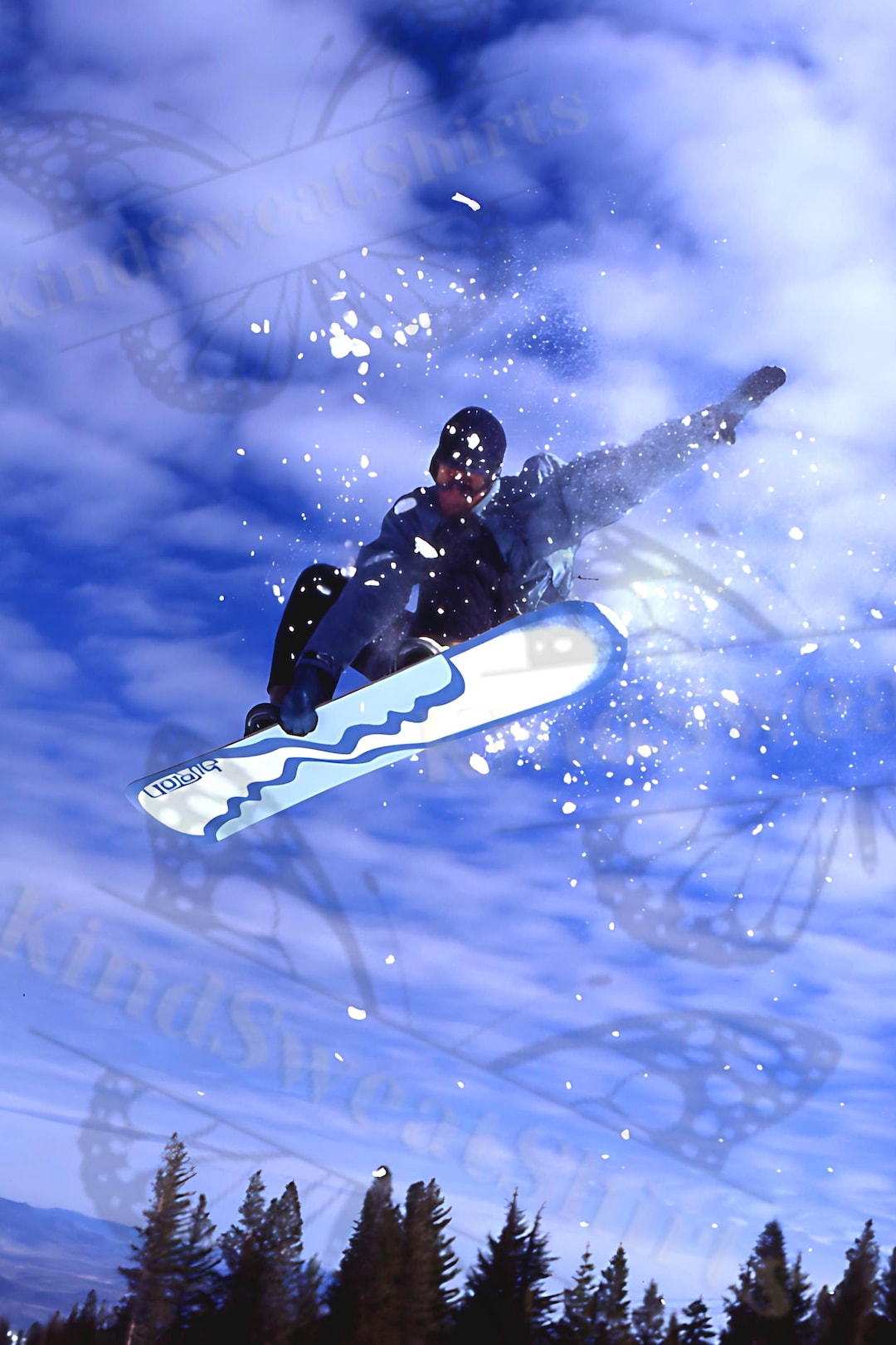 90s Extreme Snowboard Print | Halftone Winter Sports Photo