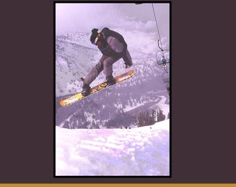 90s Extreme Snowboard Poster | Halftone Effect Print (digital
