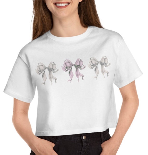Y2K Coquette Bows Baby Tee, Pink Balletcore Crop Top - Etsy
