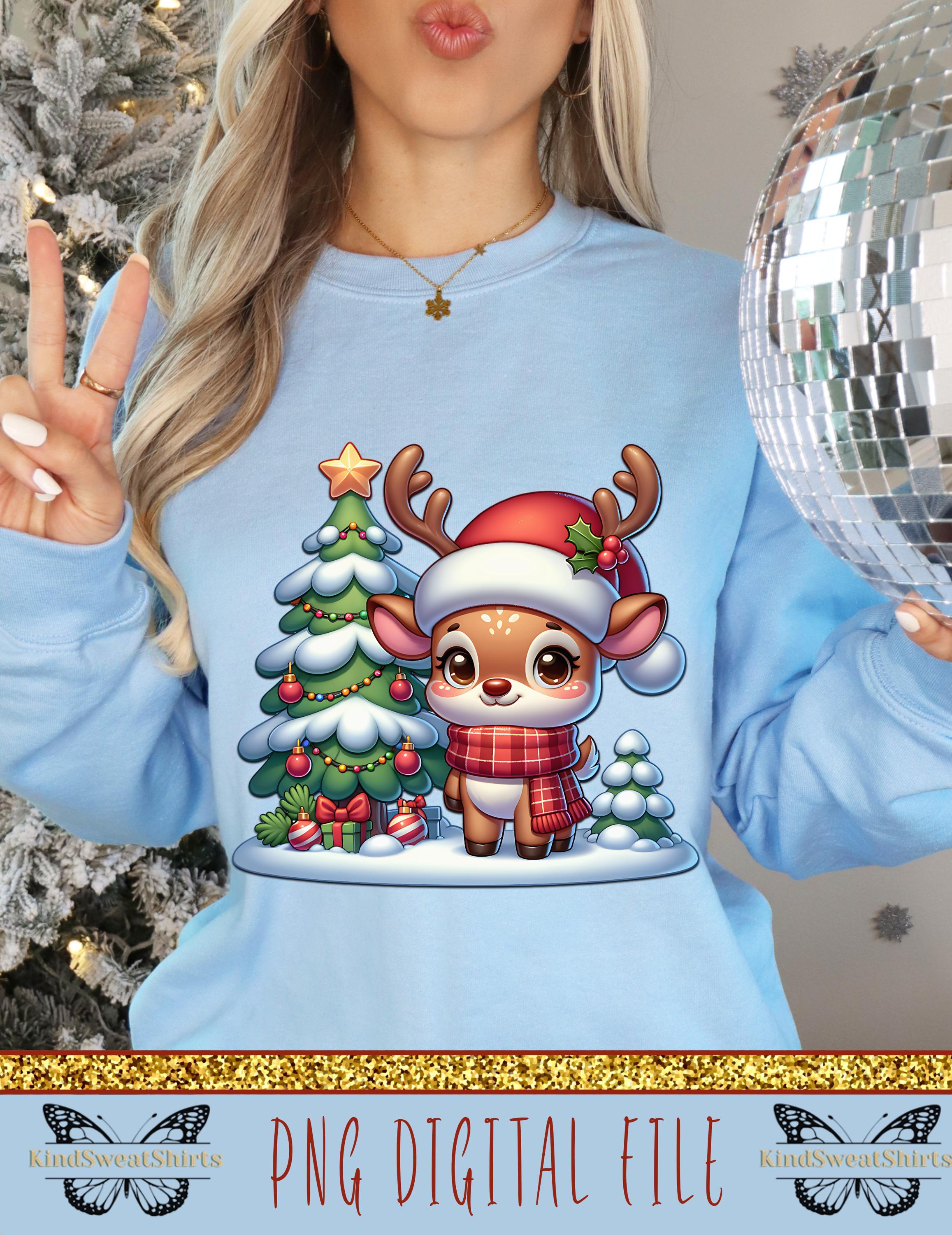 Kawaii Cute Baby Reindeer PNG Instant Download - Holiday Santa Deer PNG ...