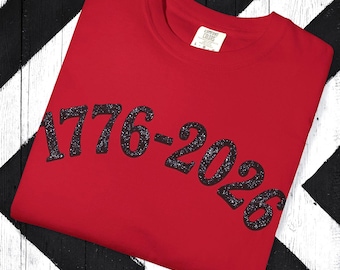 Semiquincentennial USA Tee - Faux Glitter 4th of July Comfort Colors Shirt