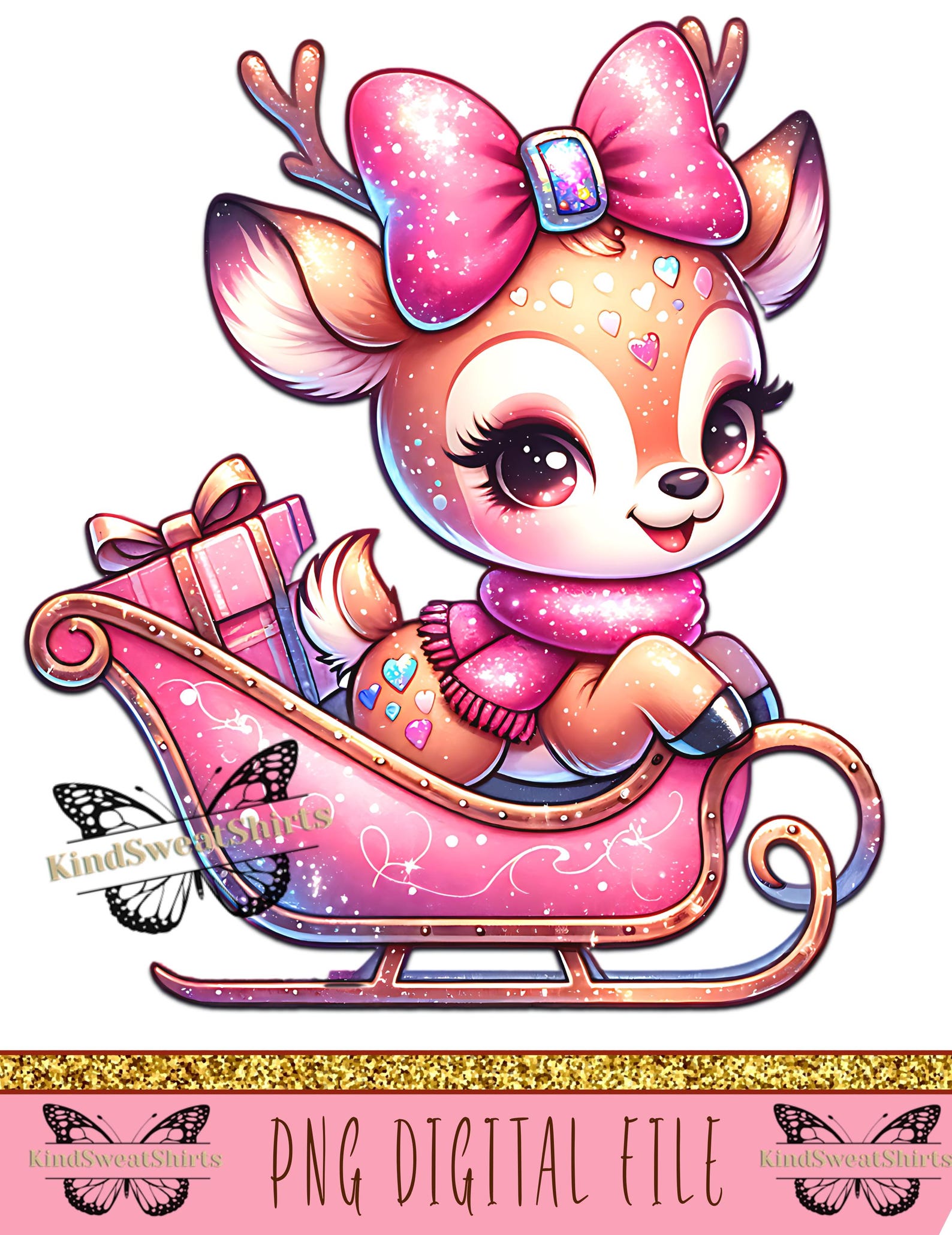 Christmas Cute Baby Reindeer PNG Instant Download - Holiday Deer PNG ...