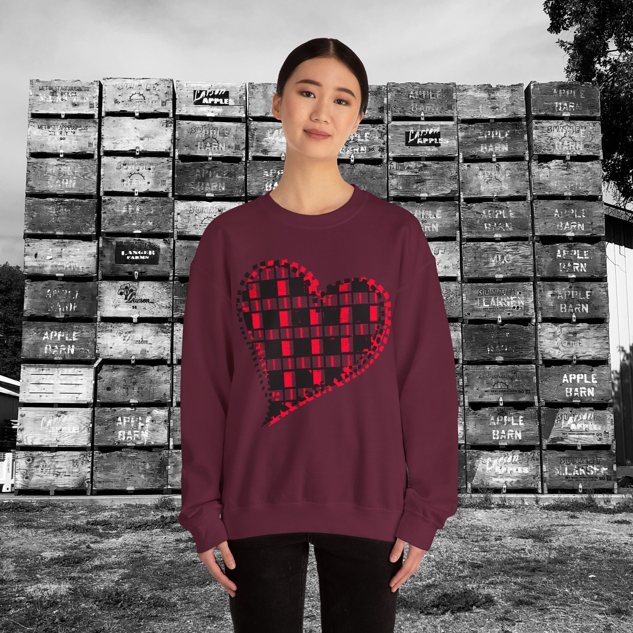 Retro Checkered Heart Sweatshirt, XOXO Sweatshirt, Valentine
