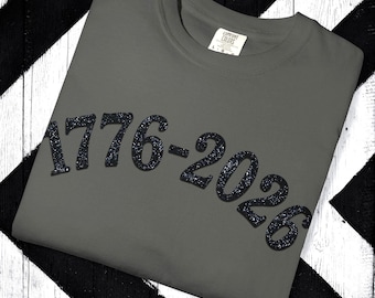 1776-2026 Faux Glitter Independence Day Semiquincentennial USA Comfort Colors Tee - 4th of July Clothes - America 250 Shirt - 1776-2026 Gift