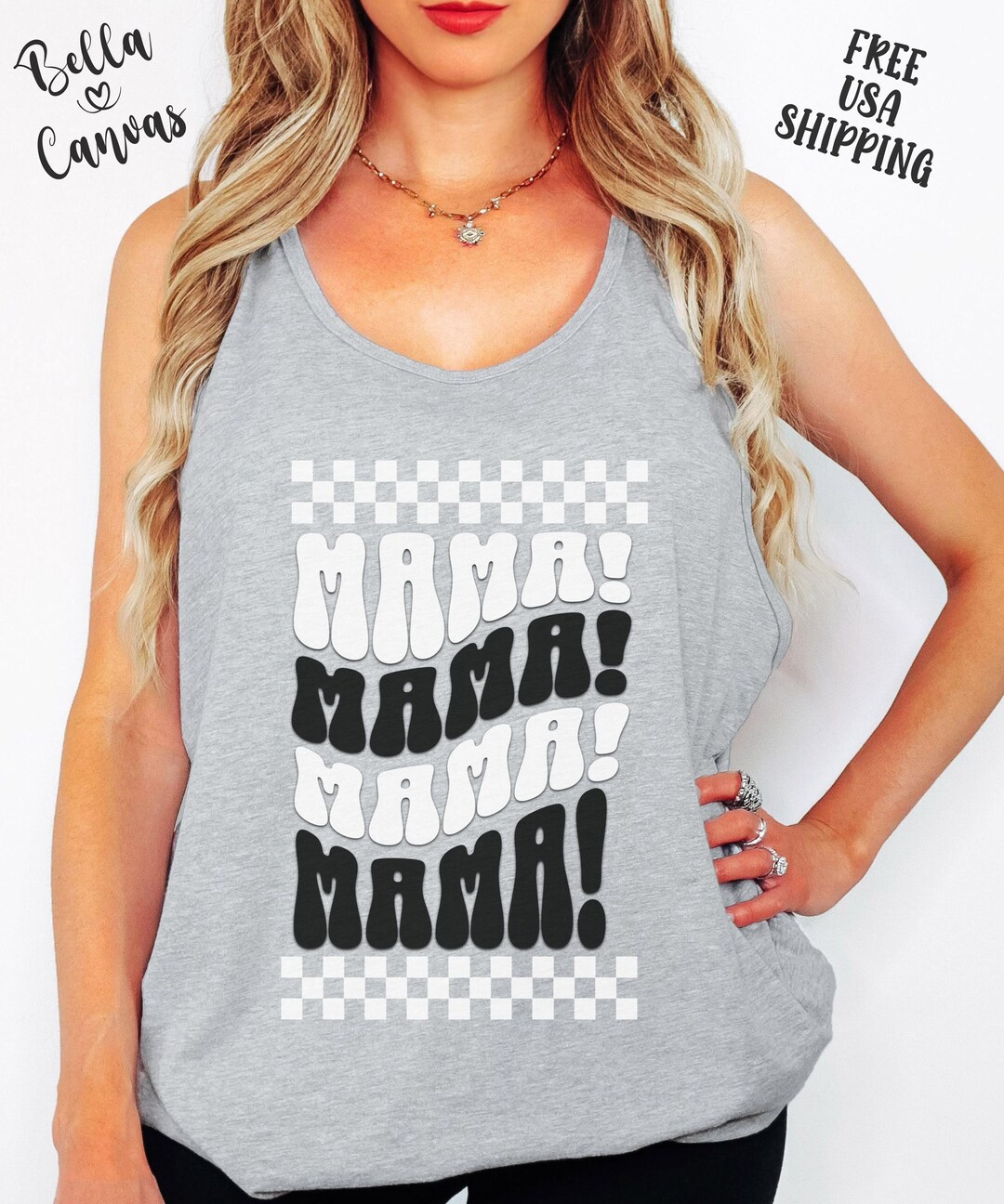 ✳︎Mamaレード✳︎ Retro Mama Checkered Tank Top, 70s Vintage Style - Etsy