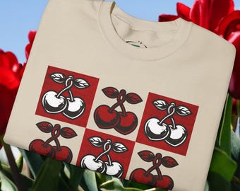 Vintage Kirschmuster Sweatshirt, Retro Grunge, Obst-Liebhaber-Geschenk