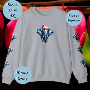 ELEPHANT SANTA HAT SweatShirt, ElephantLover Gift, Animal Christmas Shirt, Xmas Elephant, Christmas Sweatshirt, Santa Ugly Christmas Sweater