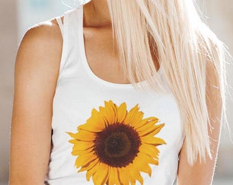 Sonnenblume Tank Top, Geschenk für sie, Frauen Sommer Tops und Kleidung, Sonnenblume Liebhaber, Blumen Shirt, Sommer Tank, Geschenk für Freund, Yoga Tank