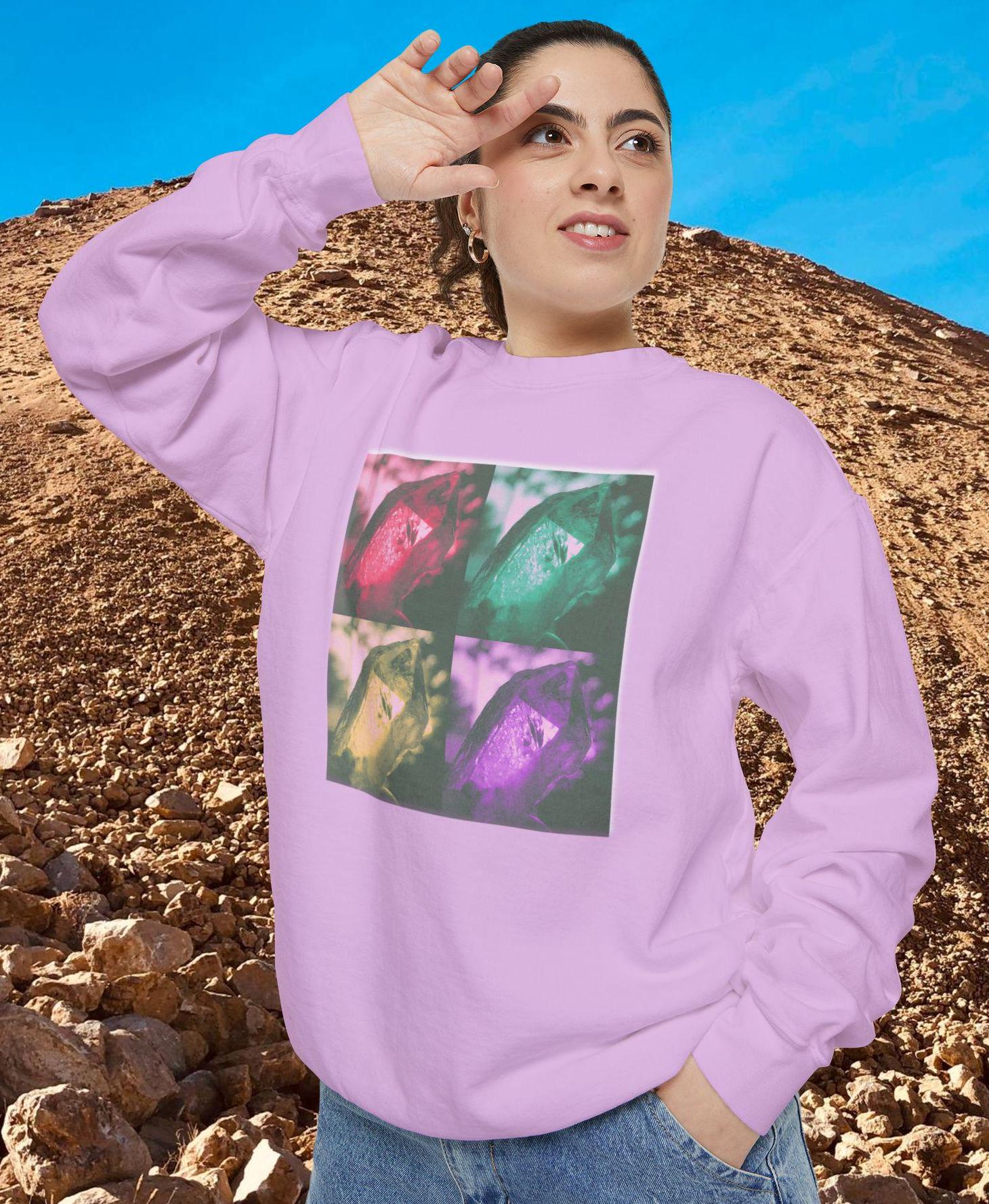 Crystals Vintage Pop Art Sweatshirt, Cozy Unisex Comfort