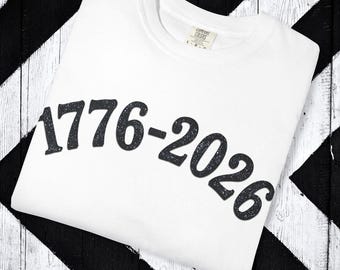 Semiquincentennial USA Tee – 1776-2026 Faux Glitter Comfort Colors Shirt