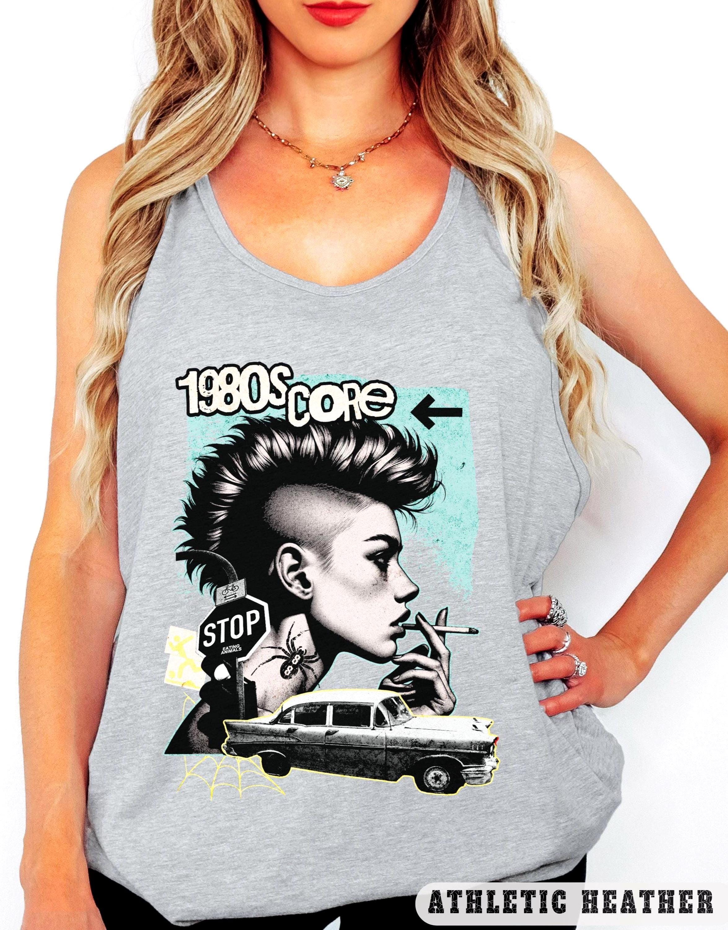 1980s CORE PUNK Unisex Tank Top Funky Vintage Car Punk Rock Girl