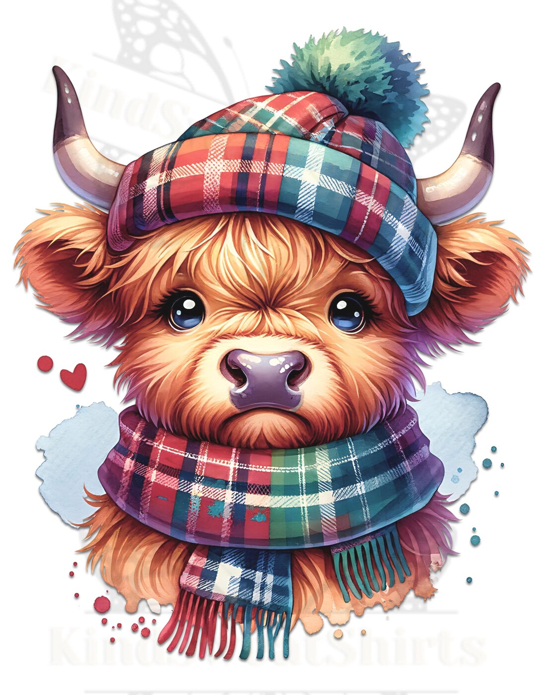 Cute Christmas Highland Cow PNG Instant Download - Holiday Cow PNG ...