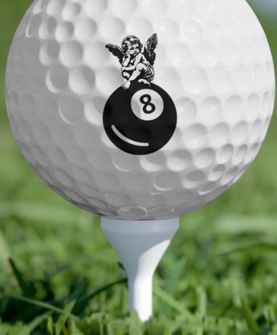 8ball Angel Lucky Golf Balls 6pcs, Golfer's Unique Gifts, Cute Y2K