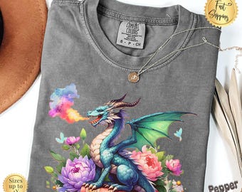 Camiseta con colores pastel de dragón, camiseta de fantasía literaria