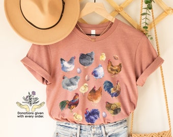 Chicken Shirt, Chicken Mom Gift, Homesteader Shirt, Cottagecore Clothing, Farm Animals Shirt, Farmer Gift, Farming T-Shirt, Chickens Apparel