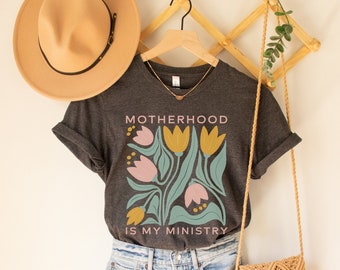 Motherhood Is My Ministry Shirt, Christian Mom Shirt, Faith Based Shirt, Homeschool Mom Shirt, Homemaker Shirt, Cute Religious Mama T-shirt