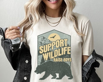 Support Wildlife Raise Boys Shirt, Mom Of Boys Shirt, Mother's Day Gift, Camping Shirt For Women, Mom Hiking Shirt, Mountain Mama Tee