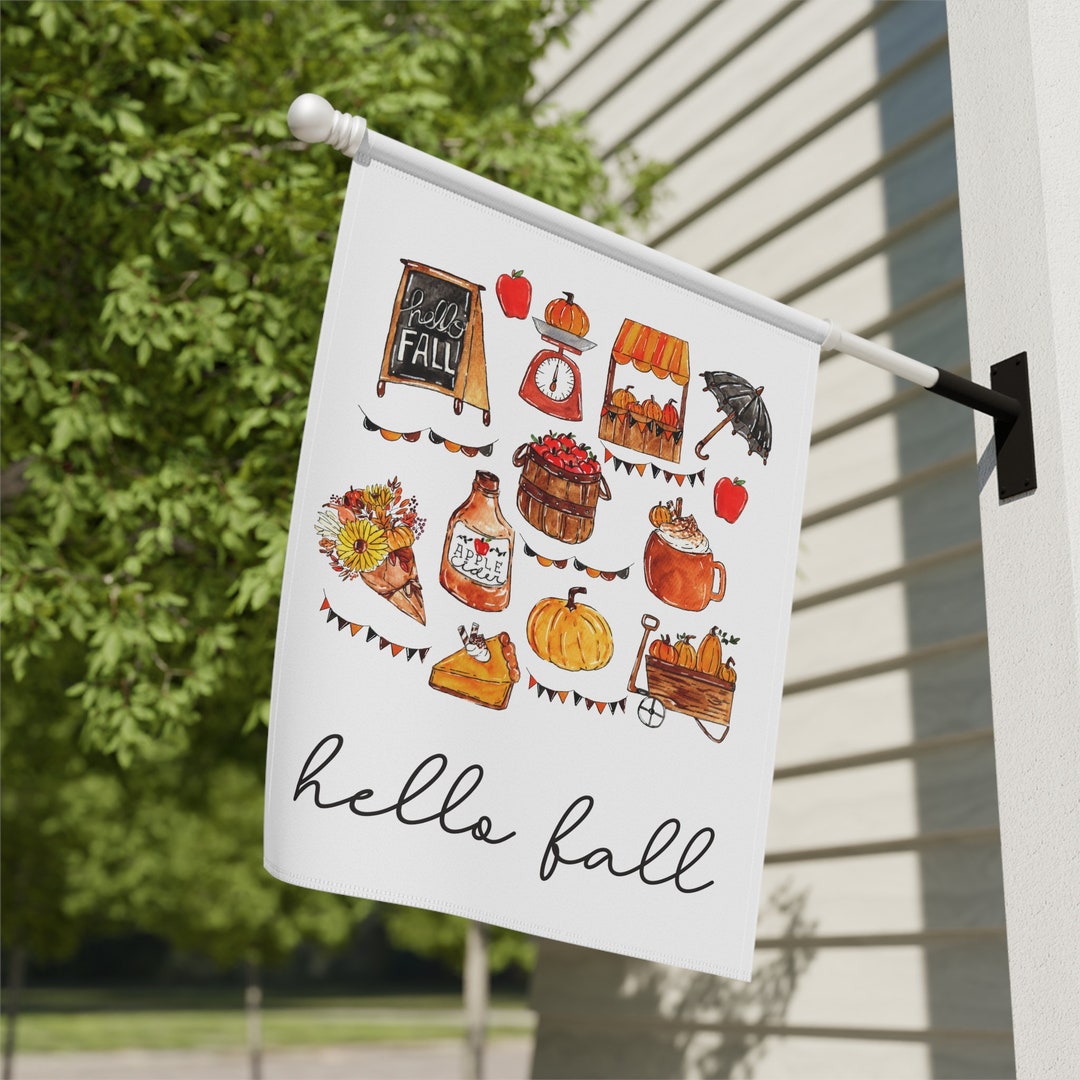 Hello Fall Garden Flag, Autumn Garden Flag, Fall Garden Flag, Pumpkin ...