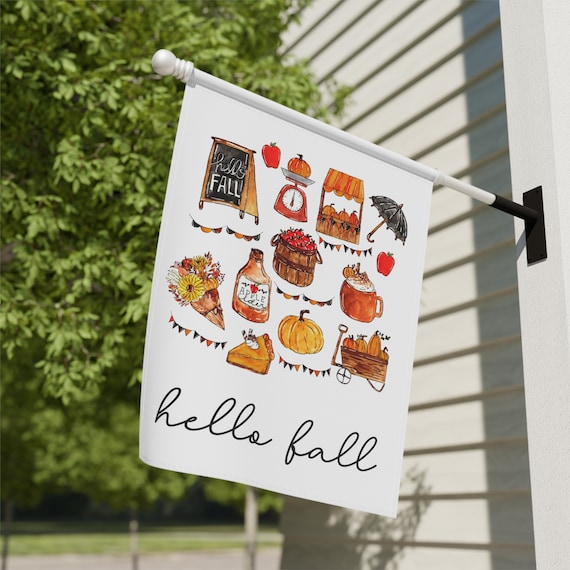 Hello Fall Garden Flag, Autumn Garden Flag, Fall Garden Flag, Pumpkin Season Yard Flag, Thanksgiving Flags, Harvest Porch Decor, Welcome