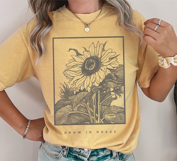 Comfort Colors® Shirt, Comfort Colors Christian Shirt, Grow In Grace Shirt, Sunflower Christian Shirts, Bible Verse Shirt, Scripture Shirt