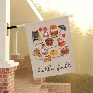 Hello Fall Garden Flag, Autumn Garden Flag, Fall Garden Flag, Pumpkin Season Yard Flag, Thanksgiving Flags, Harvest Porch Decor, Welcome 24.5'' × 32''