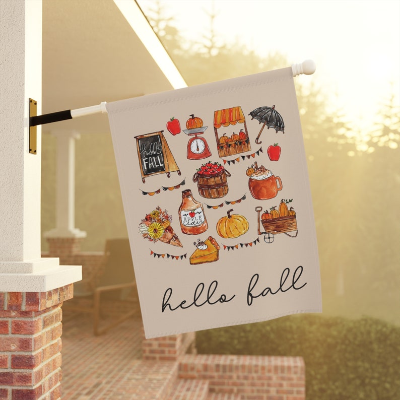Hello Fall Garden Flag, Autumn Garden Flag, Fall Garden Flag, Pumpkin Season Yard Flag, Thanksgiving Flags, Harvest Porch Decor, Welcome 24.5'' × 32''