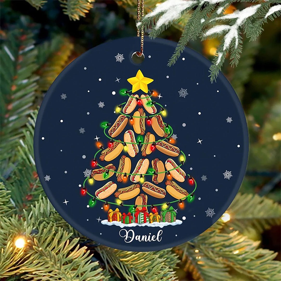 Personalized Hot Dog Christmas Tree Ornament Custom American Etsy
