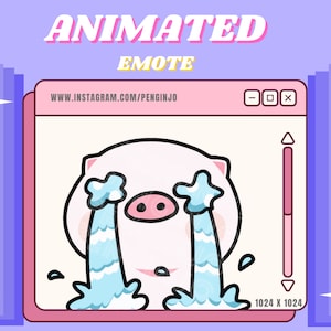 Cute Kawaii Animated Pig Emote GIF for Twich, Discord, Youtube, Kick, PNGtuber, Vtuber, stream