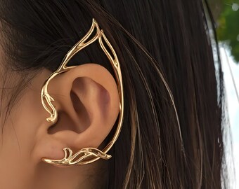 Handmade Silver Gold Fairy Elf Ear Cuff, Fairycore Jewelry, No Piercing, Cosplay Costume Fairy, Gift For Her, Handcrafted Cottagecore