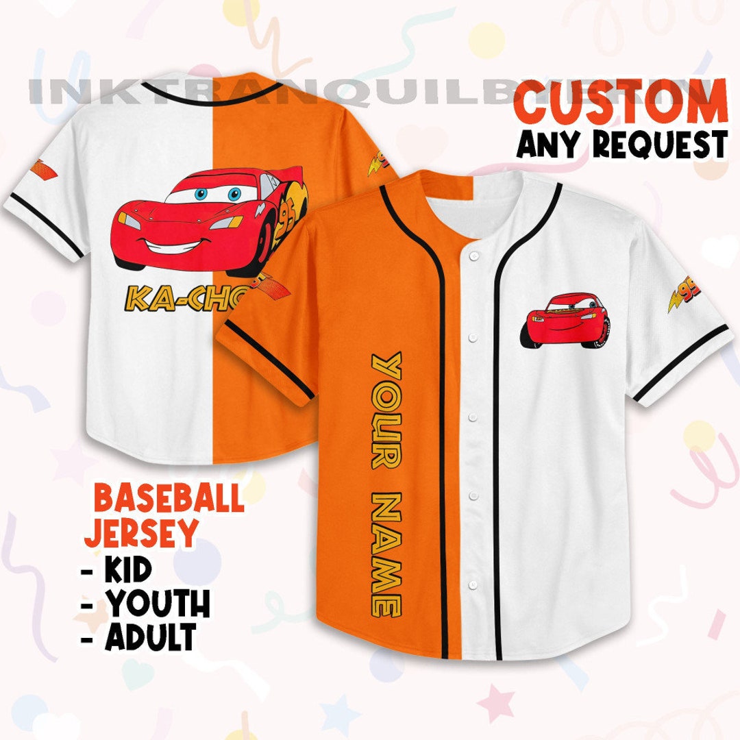 Personalize Cars Lightning Mcqueen Kachow Baseball Jersey Etsy