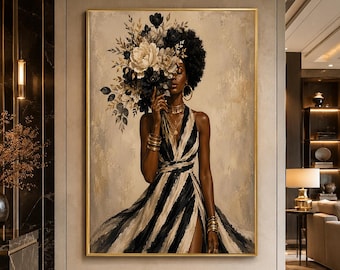 Afro Street Queen Wall Art Print, Black Woman Fashion Poster, Modern Afrocentric Decor, Stylish Urban Artwork, Digital Download