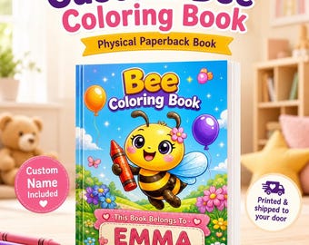 Livre de coloriage abeille personnalisé pour enfants, livre de poche avec nom personnalisé, livre d'activités pour tout-petits, cadeau préscolaire, 3-6 ans