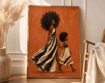 Afro Street Queen Wall Art Print, Black Woman Fashion Poster, Modern Afrocentric Decor, Stylish Urban Artwork, Digital Download