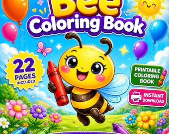 Dibujos para colorear de abejas para imprimir para niños, libro de actividades para niños pequeños en PDF, libro de actividades preescolares, descarga instantánea, diversión sin pantallas, edades de 3 a 6 años.