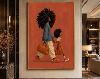 Afro Street Queen Wall Art Print, Black Woman Fashion Poster, Modern Afrocentric Decor, Stylish Urban Artwork, Digital Download
