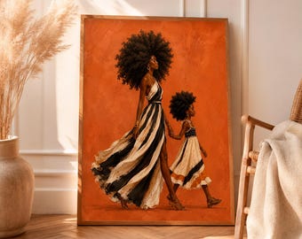 Afro Street Queen Art Print, Black Woman Fashion Poster, Afrocentric Urban Artwork