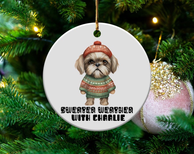 Sweater Weather Custom Pet Name Ornament Adorable Pet Decoration Personalized Pet Gift Holiday Pet Ornament Cute Pet Keepsake