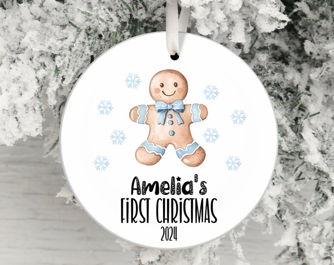 baby first christmas ornament 2021 gingerbread man snowflakes tree decoration kids holiday keepsake gift new parents