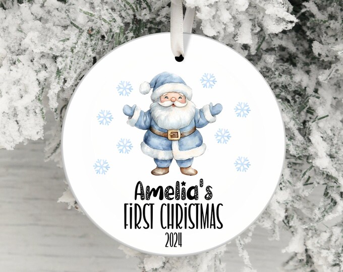 baby first christmas ornament, personalized santa ornament, baby's first holiday keepsake, newborn christmas gift, custom name ornament