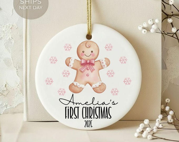 Personalized First Christmas Ornament, Baby's First Ornament, Gingerbread Man Ornament, Christmas 2024 Ornament, Holiday Keepsake