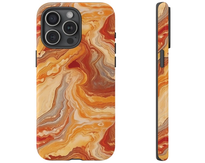 Amber Marble iPhone Case for iPhone 15 Pro Max, 15 Pro, 15 Plus, 14, 14 Pro, 14 Plus, 14 Pro Max, 13 - Stone Inspired Cover, Marble Lover