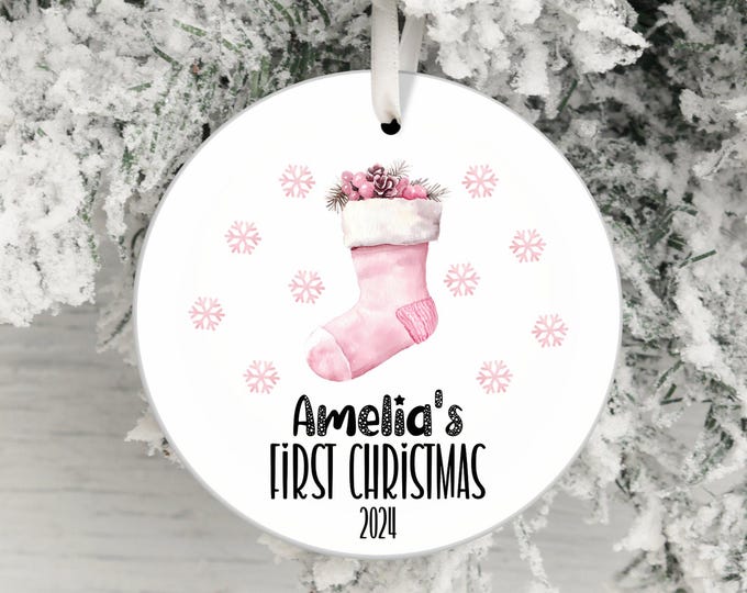 baby first christmas ornament personalized baby christmas stocking ornament custom baby name ornament newborn christmas keepsake